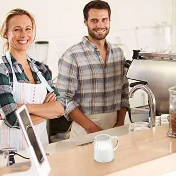 Leinuosen 2 Pcs Small Glass Creamer Pitcher with Spout Milk Frothing Pitcher Elegant Shaped Glass Coffee Tea Milk Creamer Jug Creative Milk Frother Cup (Wave Style,250 ml)