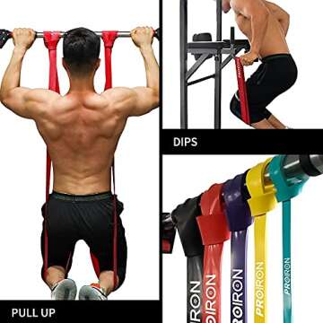 PROIRON Pull Up Assist Bands - Stretch Resistance Mobility Band - Powerlifting Exercise Bands - Add Resistance for Stretching, Assisted Pull Ups, Yoga, Home Gym Workout (Single or Set) 208cm
