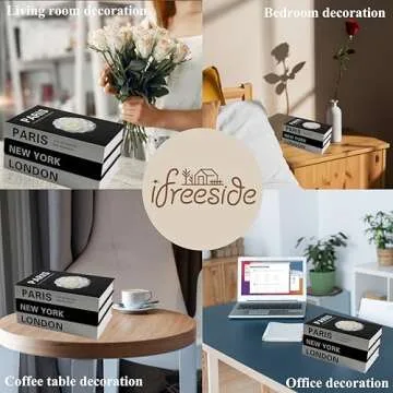 ifreeside Decorative Books for Home Decor Fake Books for Decoration for Living Room Designer Books Decor Set Black and White Hardcover Aesthetic Book Decor for Coffee Table (Black)