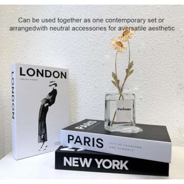 ifreeside Decorative Books for Home Decor Fake Books for Decoration for Living Room Designer Books Decor Set Black and White Hardcover Aesthetic Book Decor for Coffee Table (Black)