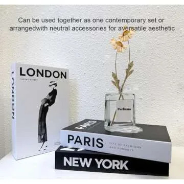 ifreeside Decorative Books for Home Decor Fake Books for Decoration for Living Room Designer Books Decor Set Black and White Hardcover Aesthetic Book Decor for Coffee Table (Black)