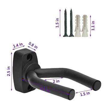 CC CAIHONG Guitar Wall Mount Hanger 2 Pack, Guitar Hanger Wall Hook Holder Stand Display Black with ...