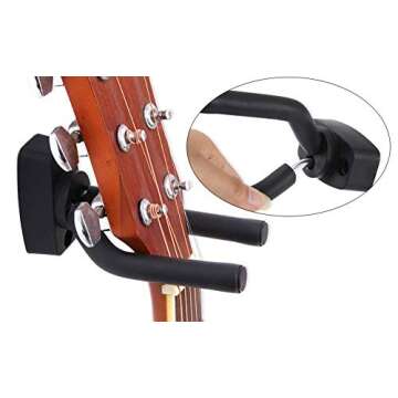 CC CAIHONG Guitar Wall Mount Hanger 2 Pack, Guitar Hanger Wall Hook Holder Stand Display Black with Screws - Easy to Install - Fits All Size Guitars, Bass, Mandolin, Banjo, Ukulele