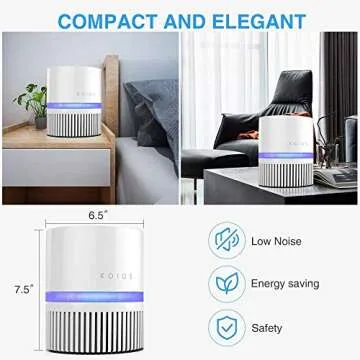 Air Purifiers for Home, KOIOS H13 HEPA Air Purifier for Bedroom Small Room Office Desk, Air Filter for Pets Hair Dander Smoke Pollen, Night Light,100% Ozone Free