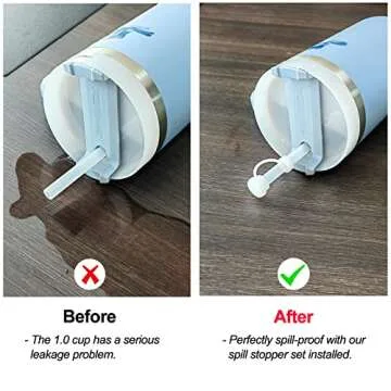 HOMDSG Silicone Spill Stopper Set, Compatible with Stanley Cup 1.0 40oz & 30oz, Accessories Including Straw Cover Cap, Square Leak Stopper and Round Lid Stopper Plug, White