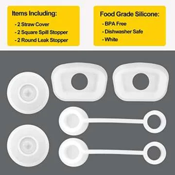 HOMDSG Silicone Spill Stopper Set, Compatible with Stanley Cup 1.0 40oz & 30oz, Accessories Including Straw Cover Cap, Square Leak Stopper and Round Lid Stopper Plug, White