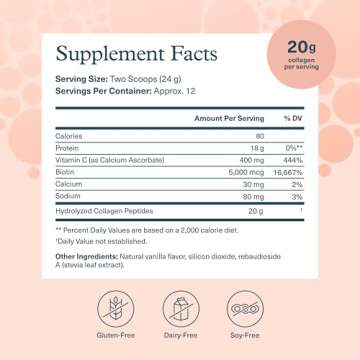 Youtheory Collagen Powder - Premium Collagen Supplement with Vitamin C & Biotin - Supports Healthy Hair, Nails, Skin & Joints* - Dairy, Soy & Gluten Free - Vanilla, 10 oz