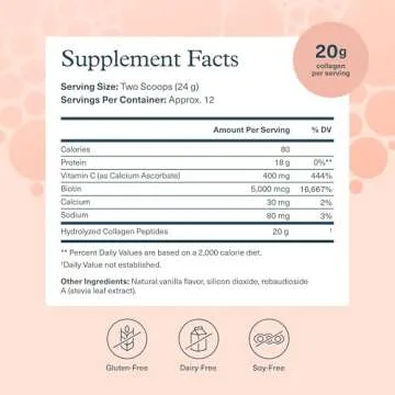 Youtheory Collagen Powder - Premium Collagen Supplement with Vitamin C & Biotin - Supports Healthy Hair, Nails, Skin & Joints* - Dairy, Soy & Gluten Free - Vanilla, 10 oz