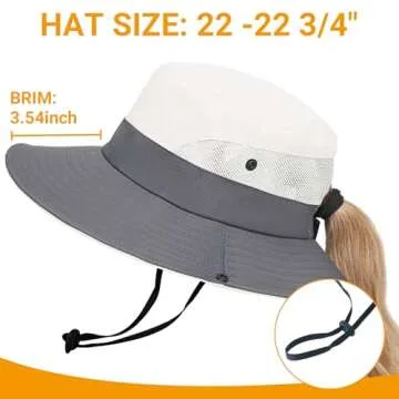 PFFY Women's UPF 50+ Ponytail Sun Bucket Hat