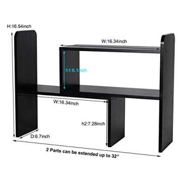 PAG Desk Organizer Desktop Shelf Adjustable Countertop Bookshelf Small Table Shelves Book Organizer ...