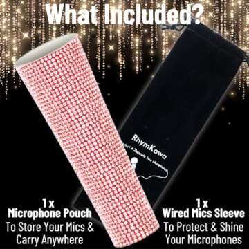 RhymKawa Mic Sleeve Cover Bling for Shuer Wired SM58, Beta 58A, PGA58 Vocal Microphones Skin Wrap Shining on Tours TV Shows, Rose Gold (Mic Not Included)
