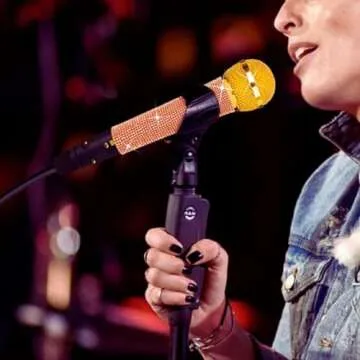 RhymKawa Mic Sleeve Cover Bling for Shuer Wired SM58, Beta 58A, PGA58 Vocal Microphones Skin Wrap Shining on Tours TV Shows, Rose Gold (Mic Not Included)