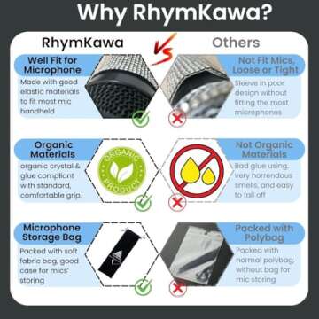 RhymKawa Mic Sleeve Cover Bling for Shuer Wired SM58, Beta 58A, PGA58 Vocal Microphones Skin Wrap Shining on Tours TV Shows, Rose Gold (Mic Not Included)