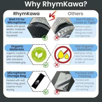 RhymKawa Mic Sleeve Cover Bling for Shuer Wired SM58, Beta 58A, PGA58 Vocal Microphones Skin Wrap Shining on Tours TV Shows, Rose Gold (Mic Not Included)