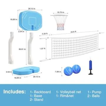 Yohood Pool Basketball Hoop or Pool Volleyball Net, 2 in 1 Pool Toys Pool Accessories Pool Games for...