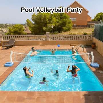 Yohood Pool Basketball Hoop or Pool Volleyball Net, 2 in 1 Pool Toys Pool Accessories Pool Games for Inground Pools, Swimming Poolside Basketball Set for Kids Adults