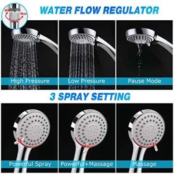 Shower Head Set, High Pressure 8'' Rainfall Stainless Steel Shower Head/Handheld Combo with 60'' Hose Anti-leak Shower Head with Holder, Flow Regulator, Chrome, 4 Shower Hooks ( Sliver)