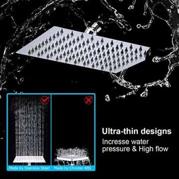 Shower Head Set, High Pressure 8'' Rainfall Stainless Steel Shower Head/Handheld Combo with 60'' Hose Anti-leak Shower Head with Holder, Flow Regulator, Chrome, 4 Shower Hooks ( Sliver)