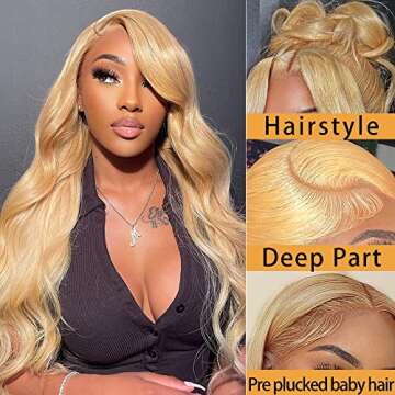 SFD 22 Inch Honey Blonde Lace Front Wig Human Hair 13x4 Blonde Lace Front Human Hair Wig For Women H...