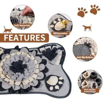 Generic JINREY Pet Snuffle Mat for Small and Medium Dogs， Interactive sniff mat for Puppies，Mental Puzzle Toys for Smell Training and Slow Feeder，Stress Relief, Grey