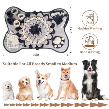 Generic JINREY Pet Snuffle Mat for Small and Medium Dogs， Interactive sniff mat for Puppies，Mental Puzzle Toys for Smell Training and Slow Feeder，Stress Relief, Grey