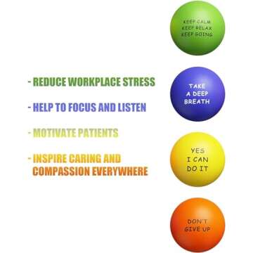 KDG Motivational Stress Balls(4 Pack) for Kids and Adults,Stress Relief Ball with Quetos to Rrelieve Anxiety and Manage Anger