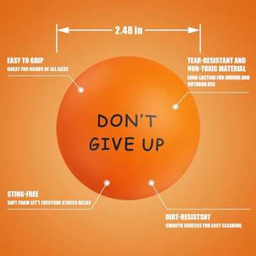 KDG Motivational Stress Balls(4 Pack) for Kids and Adults,Stress Relief Ball with Quetos to Rrelieve Anxiety and Manage Anger