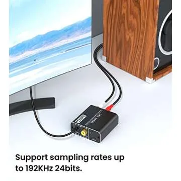 192KHz Digital to Analog Audio Converter, Aluminum Optical to RCA Converter with Optical Coaxial Cables, Toslink Optical Digital to RCA (L/R) and 3.5mm Jack DAC For TV PS4 DVD PS3 Amp Receiver Speaker