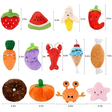 Cute 13 Pack Plush Squeaky Dog Toys for Small Pets