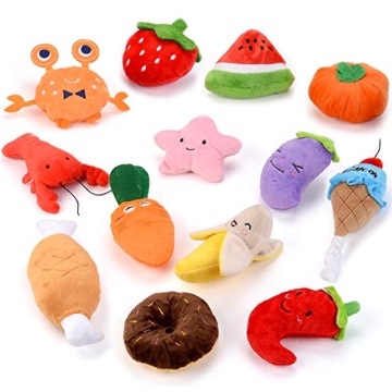 Cute 13 Pack Plush Squeaky Dog Toys for Small Pets