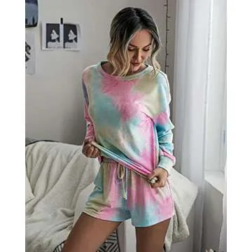 PRETTYGARDEN Women's Stylish Tie Dye Pajamas Set