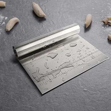 KUFUNG Stainless Steel Pastry Scraper Bench Scraper Chopper, Best as Pizza and Dough Cutter (Silver, 6 Inch)