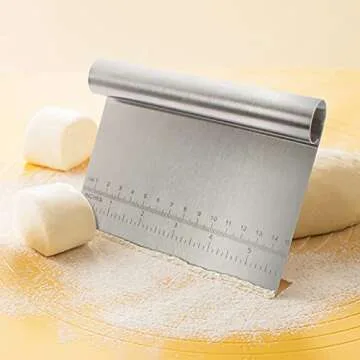 KUFUNG Stainless Steel Pastry Scraper Bench Scraper Chopper, Best as Pizza and Dough Cutter (Silver, 6 Inch)
