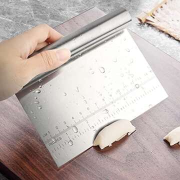 KUFUNG Stainless Steel Pastry Scraper Bench Scraper Chopper, Best as Pizza and Dough Cutter (Silver, 6 Inch)