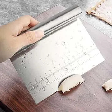 KUFUNG Stainless Steel Pastry Scraper Bench Scraper Chopper, Best as Pizza and Dough Cutter (Silver, 6 Inch)