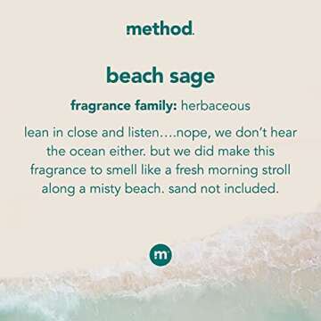 Method Liquid Laundry Detergent, Beach Sage, 66 Loads Per Bottle, Hypoallergenic + Biodegradable Formula, Plant-Based Stain Remover, 53.5 Fl Oz (Pack of 1)