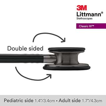 3M Littmann Classic III Monitoring Stethoscope, 5811, More Than 2X as Loud*, Weighs Less**, Stainless Steel Smoke-Finish Chestpiece, 27" Black Tube, Smoke Stem, and Headset