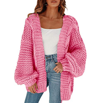 Stylish & Comfy Remikstyt Women's Chunky Cardigan - Pink Oversized Knit