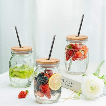 Eco-Friendly Wide Mouth Mason Jar Lids with Straws - 6 Pack