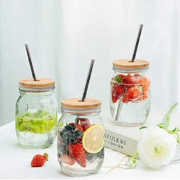 Eco-Friendly Wide Mouth Mason Jar Lids with Straws - 6 Pack
