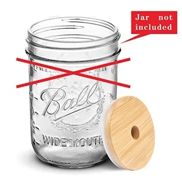 Eco-Friendly Wide Mouth Mason Jar Lids with Straws - 6 Pack
