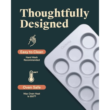 Caraway Ceramic 12-Cup Muffin Pan - Non-Toxic & Colorful