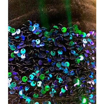 Green Iridescent Sequins Embroidered Stretch Velvet Rodeo Fabric - Sold by The Yard
