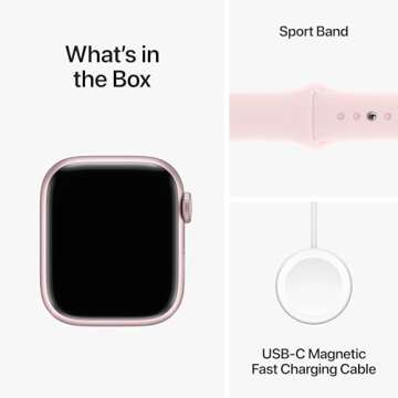 Apple Watch Series 9 [GPS 41mm] Smartwatch with Pink Aluminum Case with Pink Sport Band S/M. Fitness Tracker, Blood Oxygen & ECG Apps, Always-On Retina Display