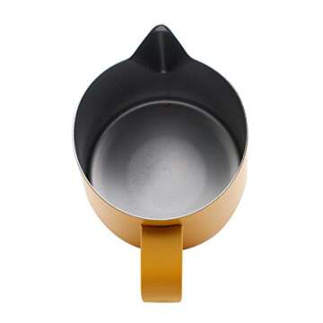 Dianoo Stainless Steel Frothing Pitcher Jug Steaming Pitcher Suitable For Coffee, Latte And Frothing Milk 350ml Yellow