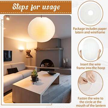 Lanties 2 Pcs Chinese Paper Lantern 30 Jumbo Round Lantern Lamp Japanese Hanging Ball luminary for Bridal Shower Decoration Anniversary Birthday Classroom Ceiling Wedding Party Supply(White)