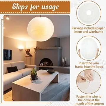 Lanties 2 Pcs Chinese Paper Lantern 30 Jumbo Round Lantern Lamp Japanese Hanging Ball luminary for Bridal Shower Decoration Anniversary Birthday Classroom Ceiling Wedding Party Supply(White)