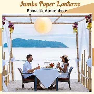 Lanties 2 Pcs Chinese Paper Lantern 30 Jumbo Round Lantern Lamp Japanese Hanging Ball luminary for Bridal Shower Decoration Anniversary Birthday Classroom Ceiling Wedding Party Supply(White)