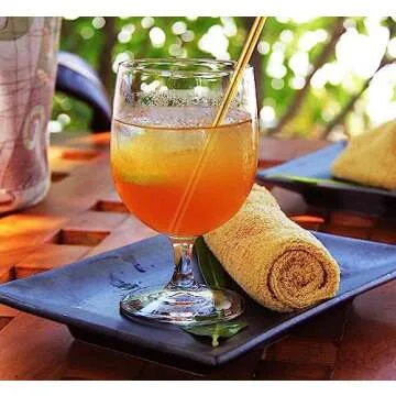 Short Cocktail Straws, Metal Stainless Steel Reusable Straw Small Mini Coffee Stir Straws for Cocktails Party Accessories Glasses Mason Jar Tumbler Juice Tea Mojito Drinks with Brush, Gold 8 Pcs