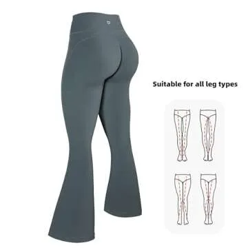 TomTiger Bootcut Black Flare Leggings for Women Yoga Pants with Tummy Control High-Waisted and Wide Leg (Bootcut Black,M)
